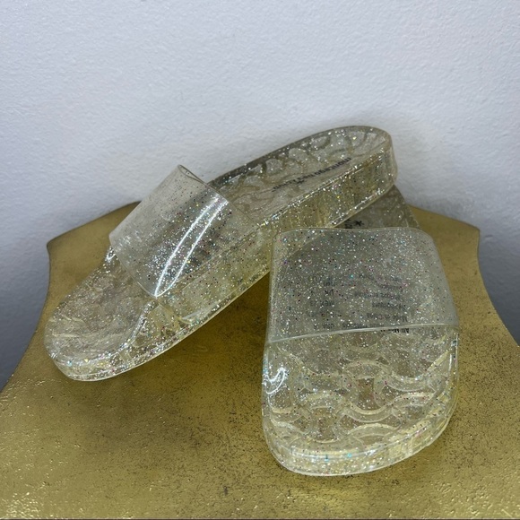 6 Montego Bay Club Gold Glitter Jelly Shoes Slip On Sandals Shimmer 90s Y2k - Picture 2 of 9